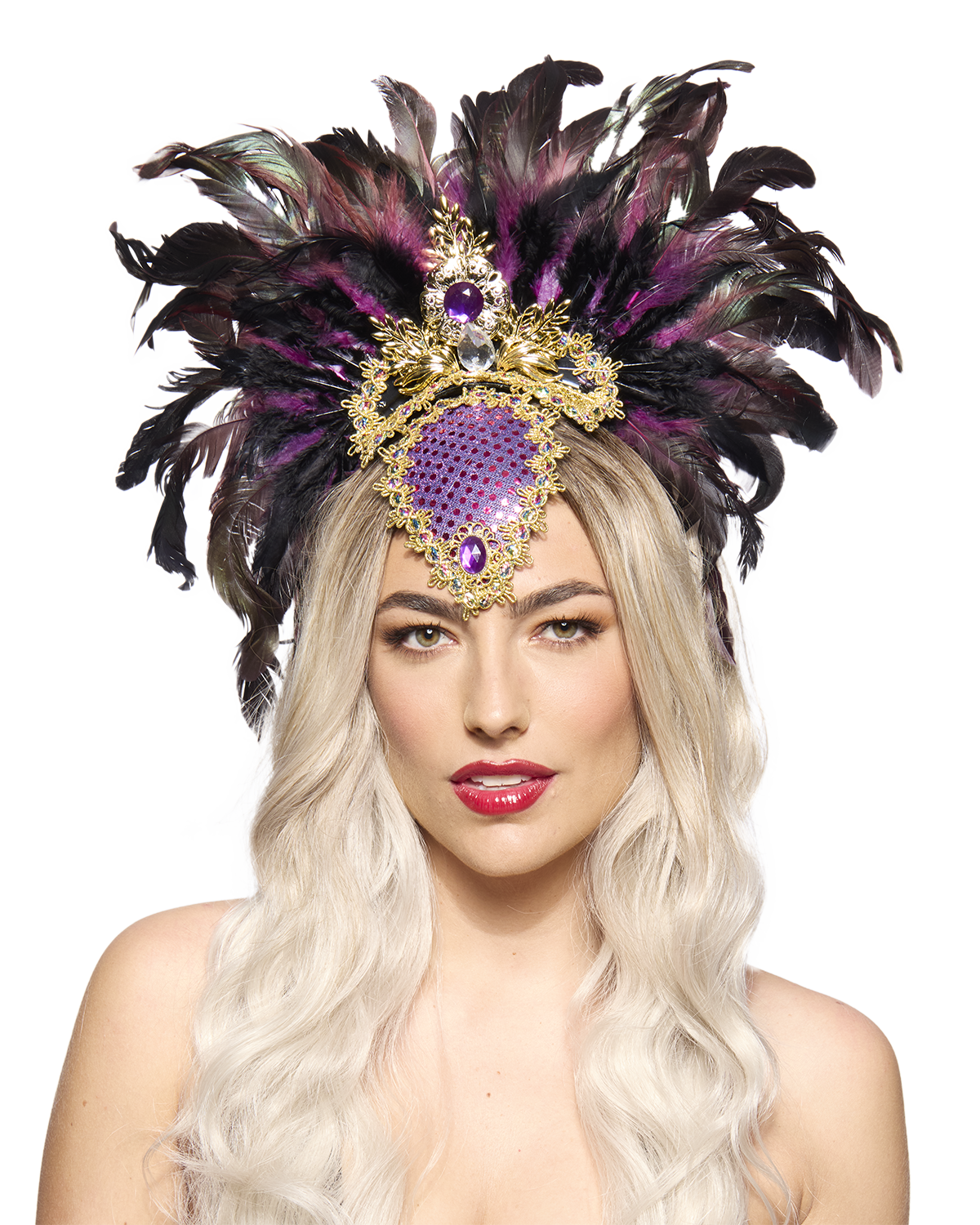 Ultimate Showgirl Feather Headdress, Purple