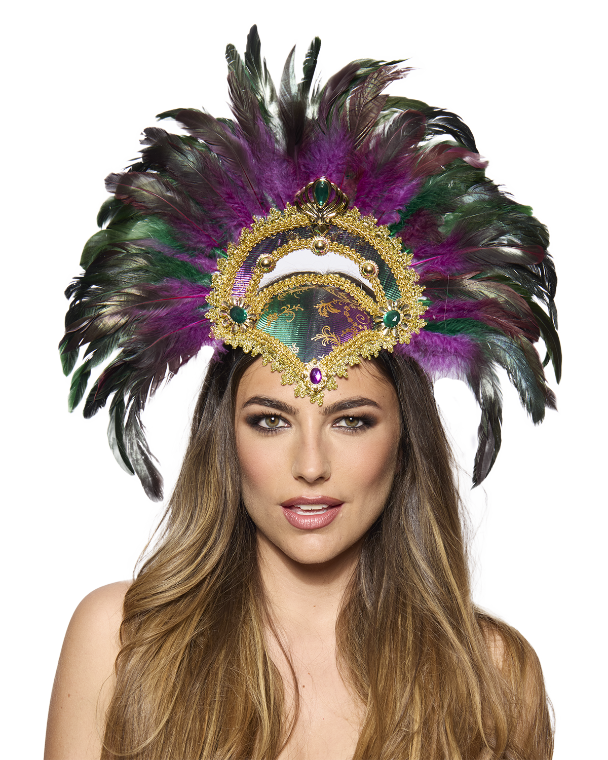 Vegas Showgirl Feather Headdress, Mardi Gras