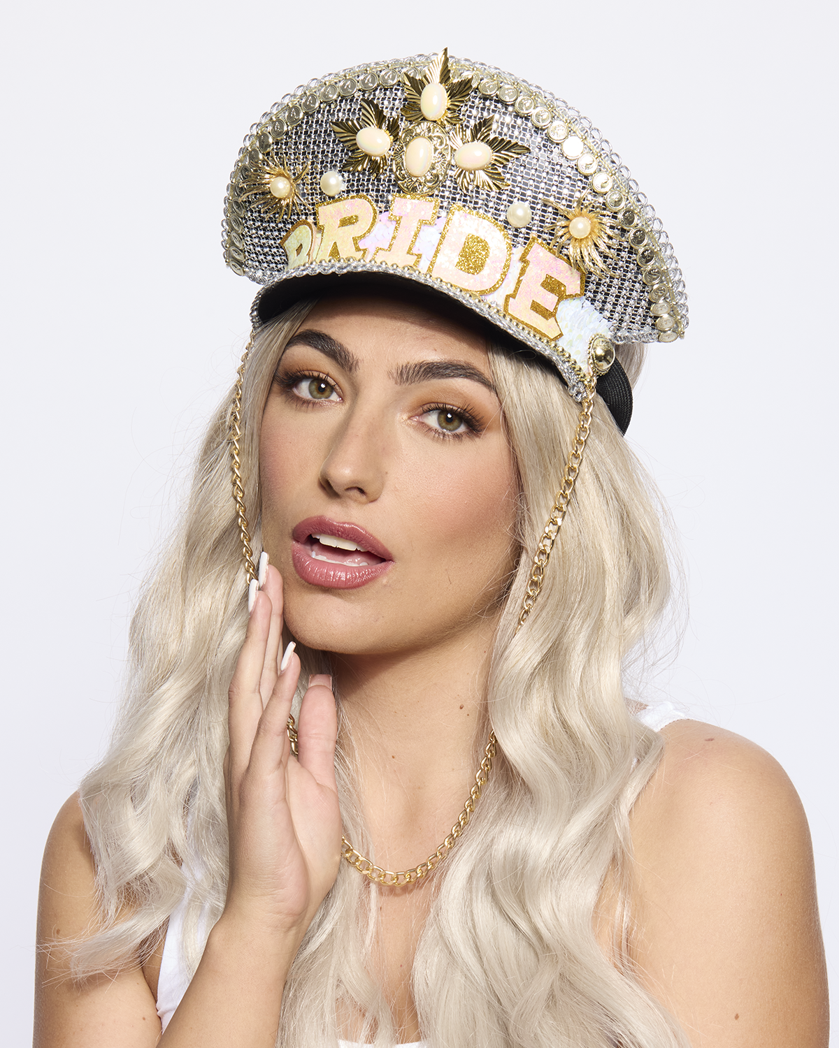 Deluxe Sequin Bride Half-Cap,