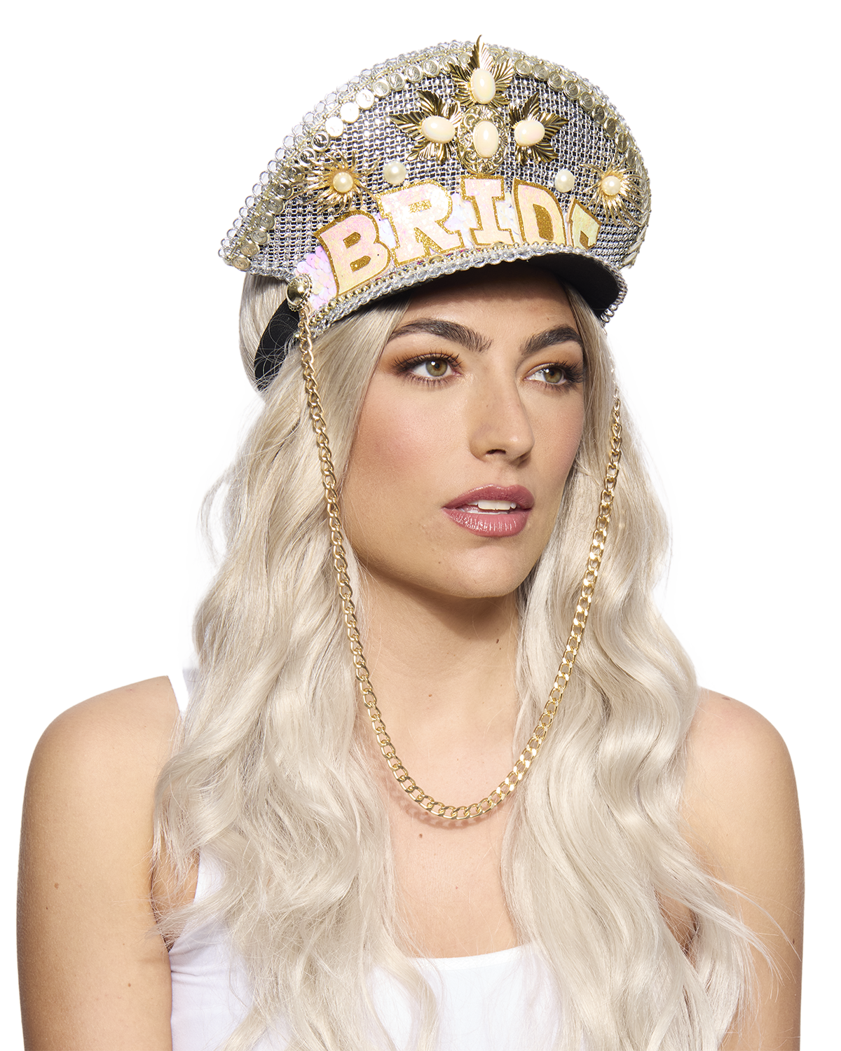 Deluxe Sequin Bride Half-Cap,
