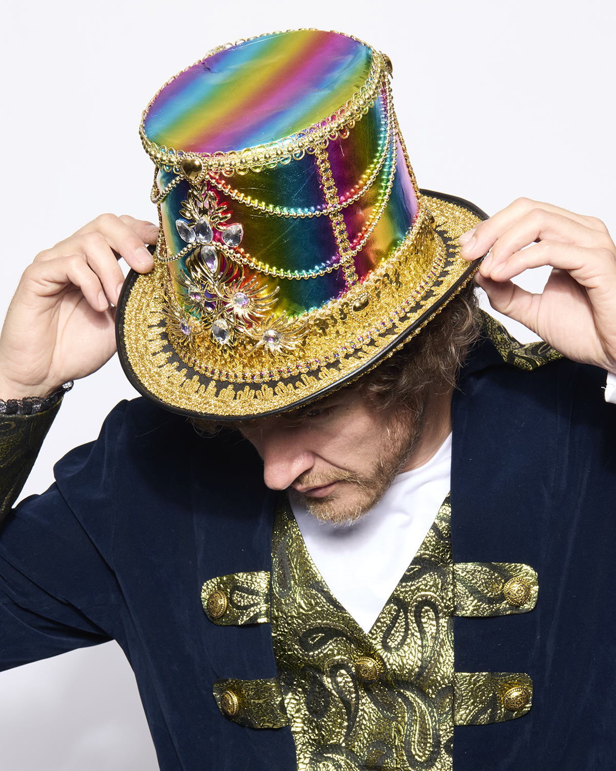 Deluxe Rainbow Jewelled Top Hat