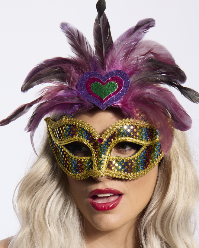Rainbow Hearts carnival mask