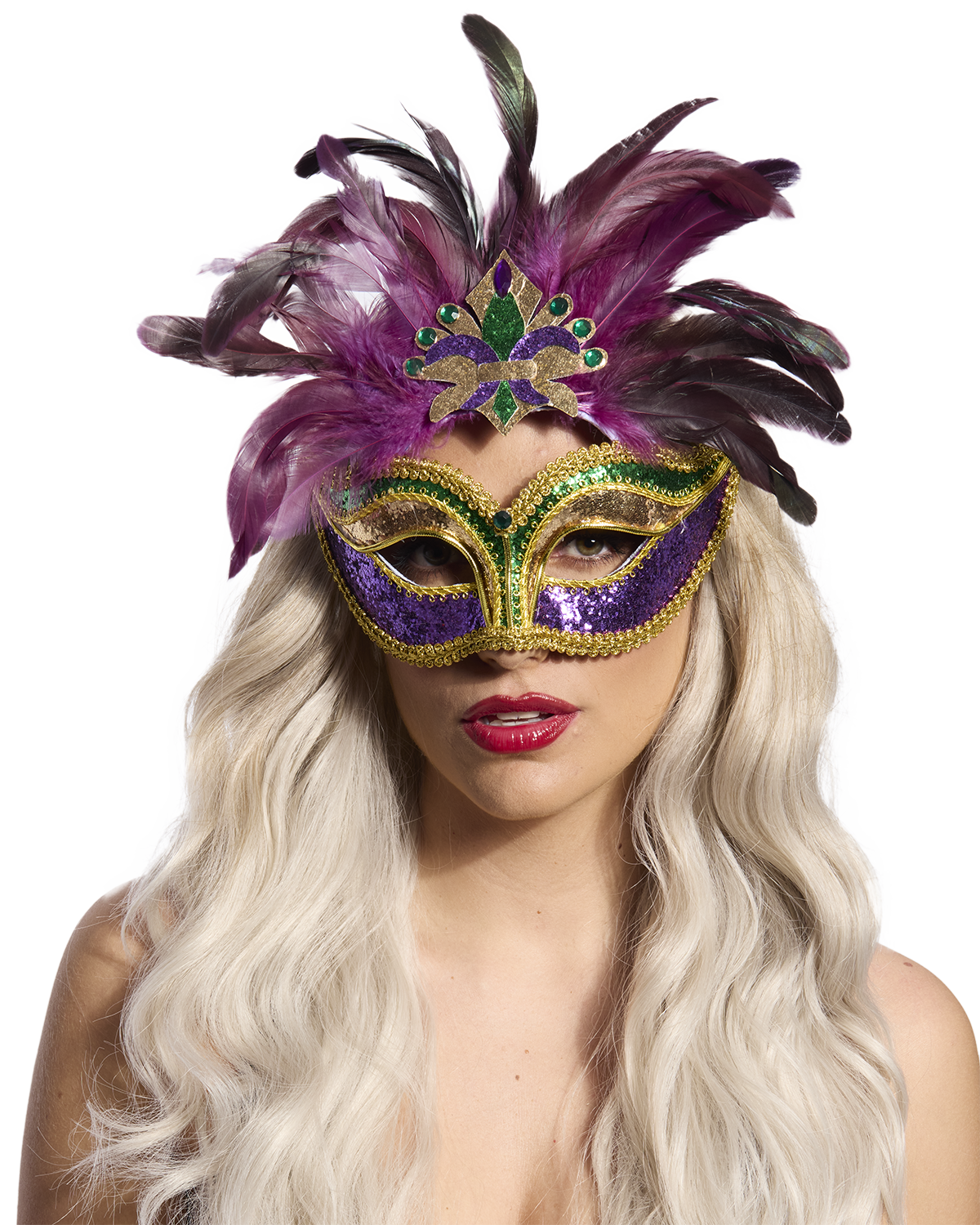 Mardi Gras Feathered Eyemask
