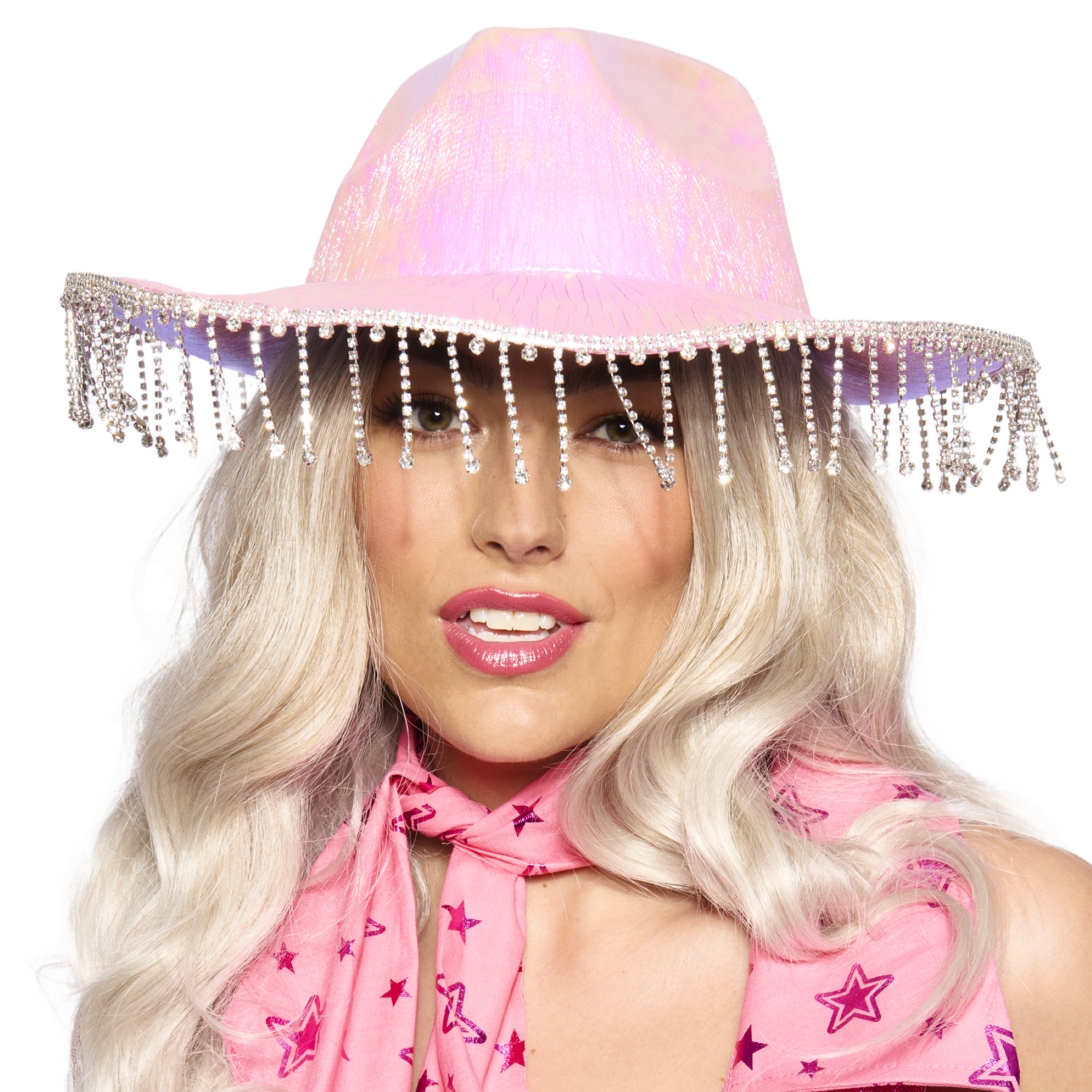 Cowgirl Hat, Iridescent Pink with Jewel Drops