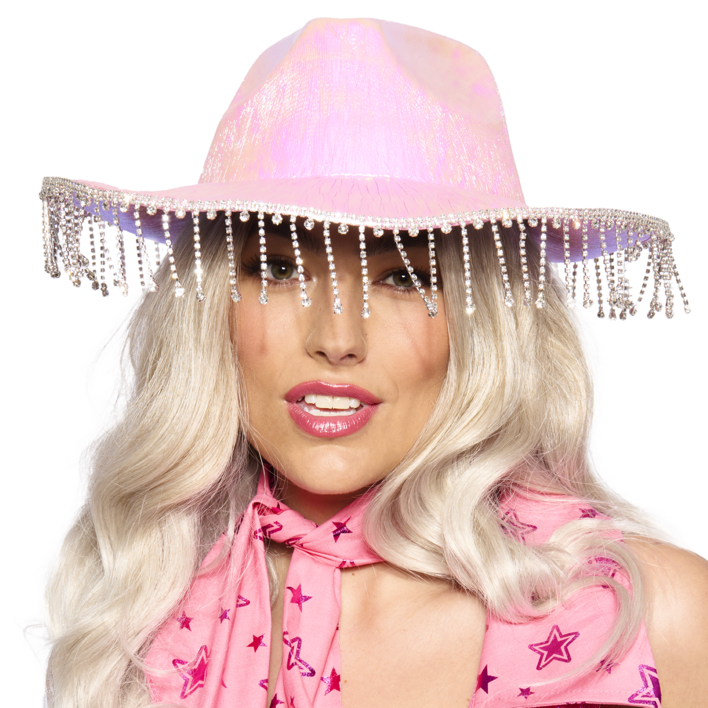 Cowgirl Hat, Iridescent Pink with Jewel Drops