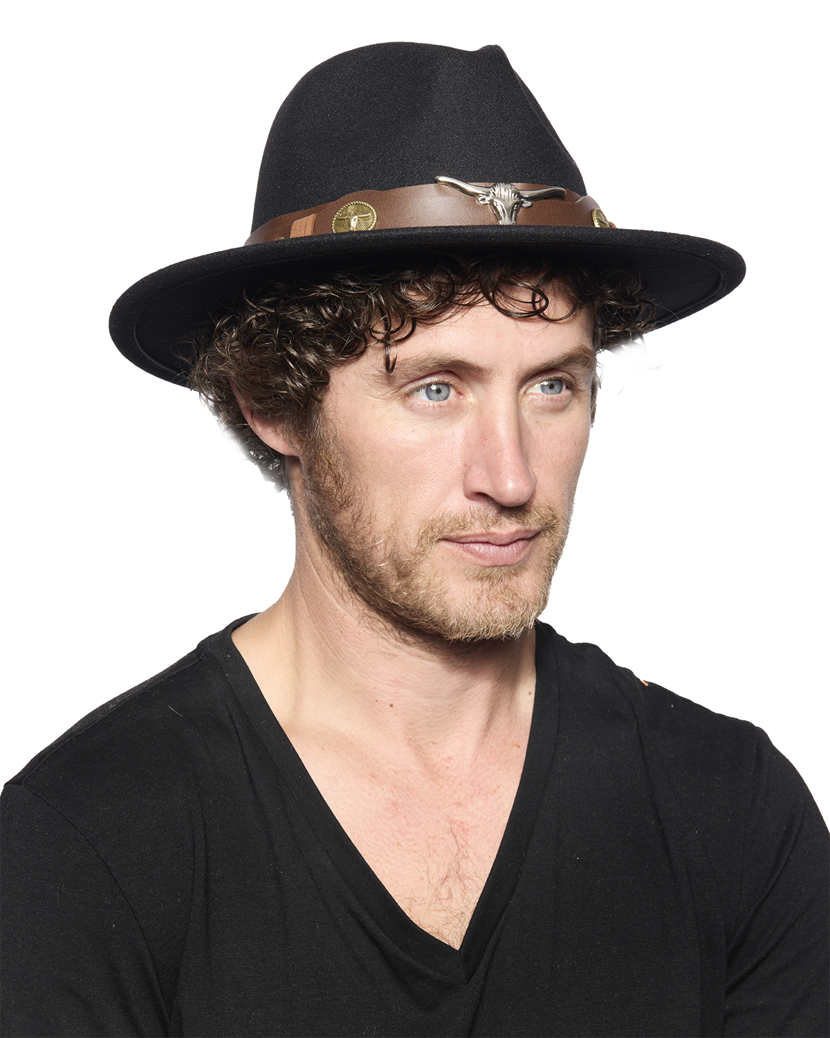 Cowboy Hat, Black with Cowhorn Badge