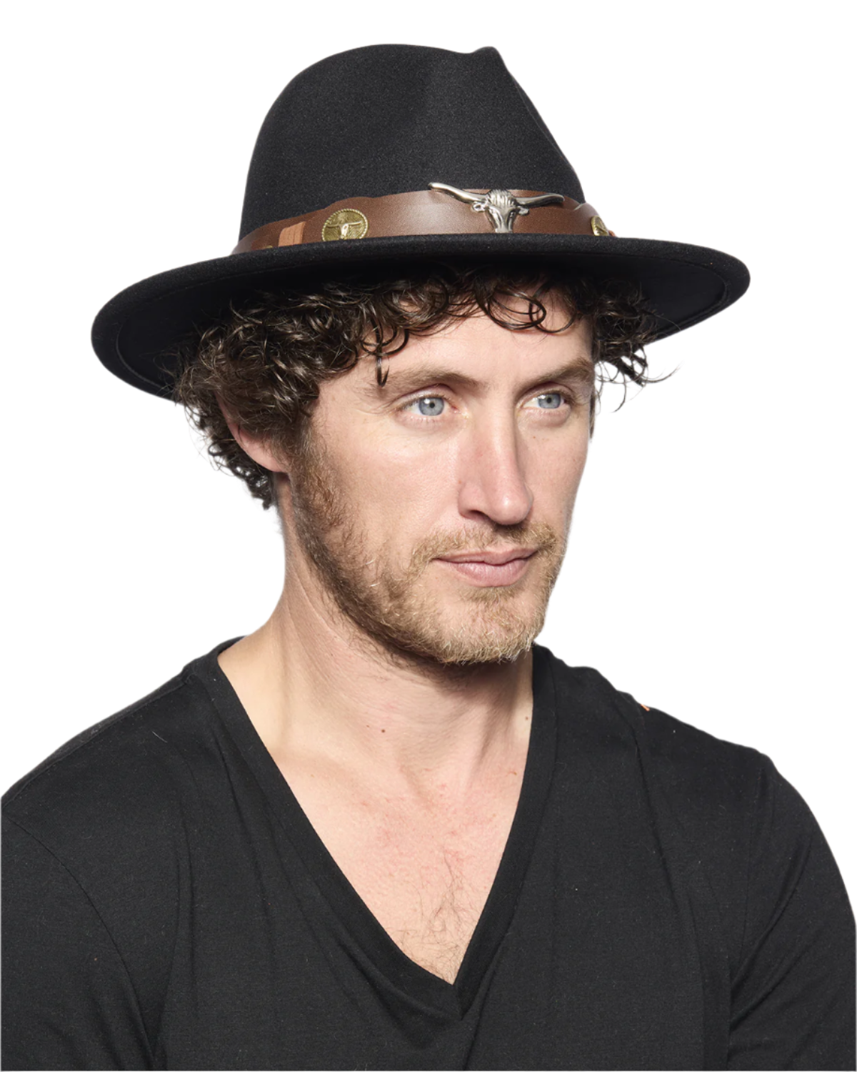 Cowboy Hat, Black with Cowhorn Badge