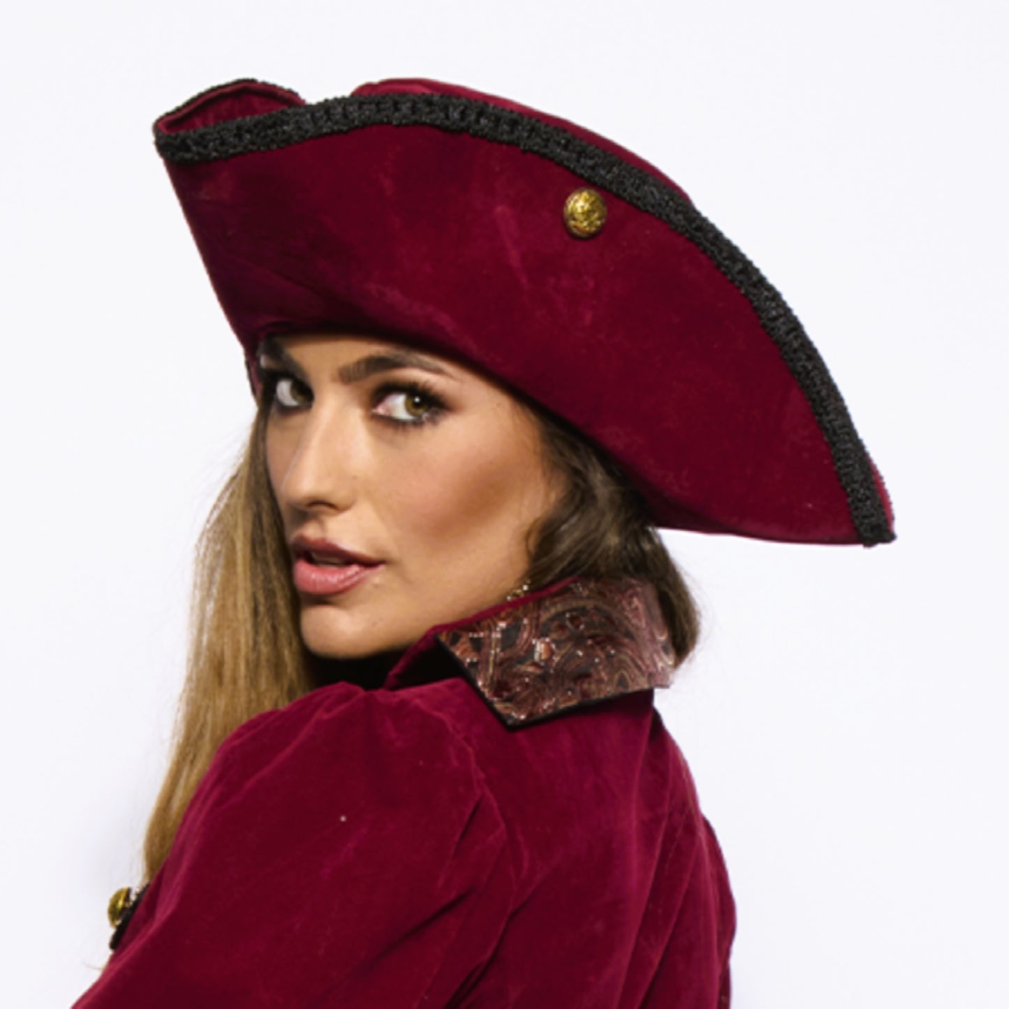 Tricorne Hat, Burgundy