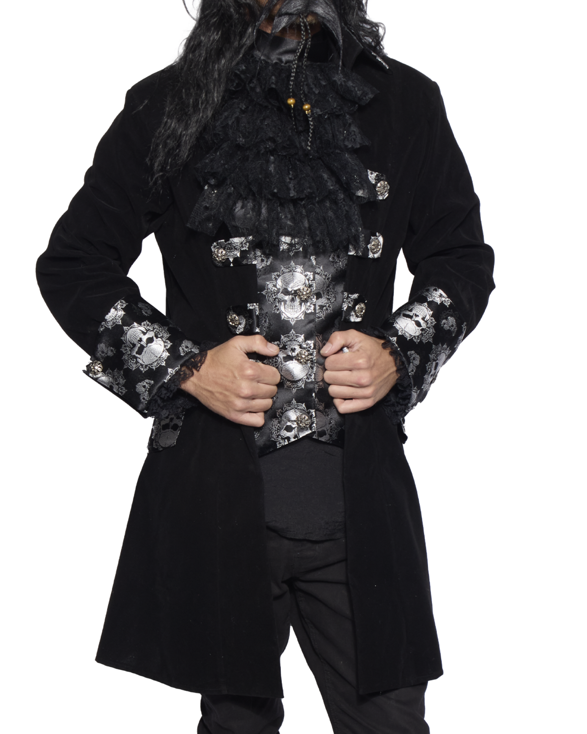 Captain Coat, Mens, Black Bones