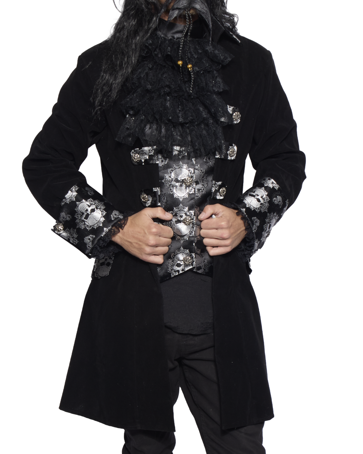 Captain Coat, Mens, Black Bones