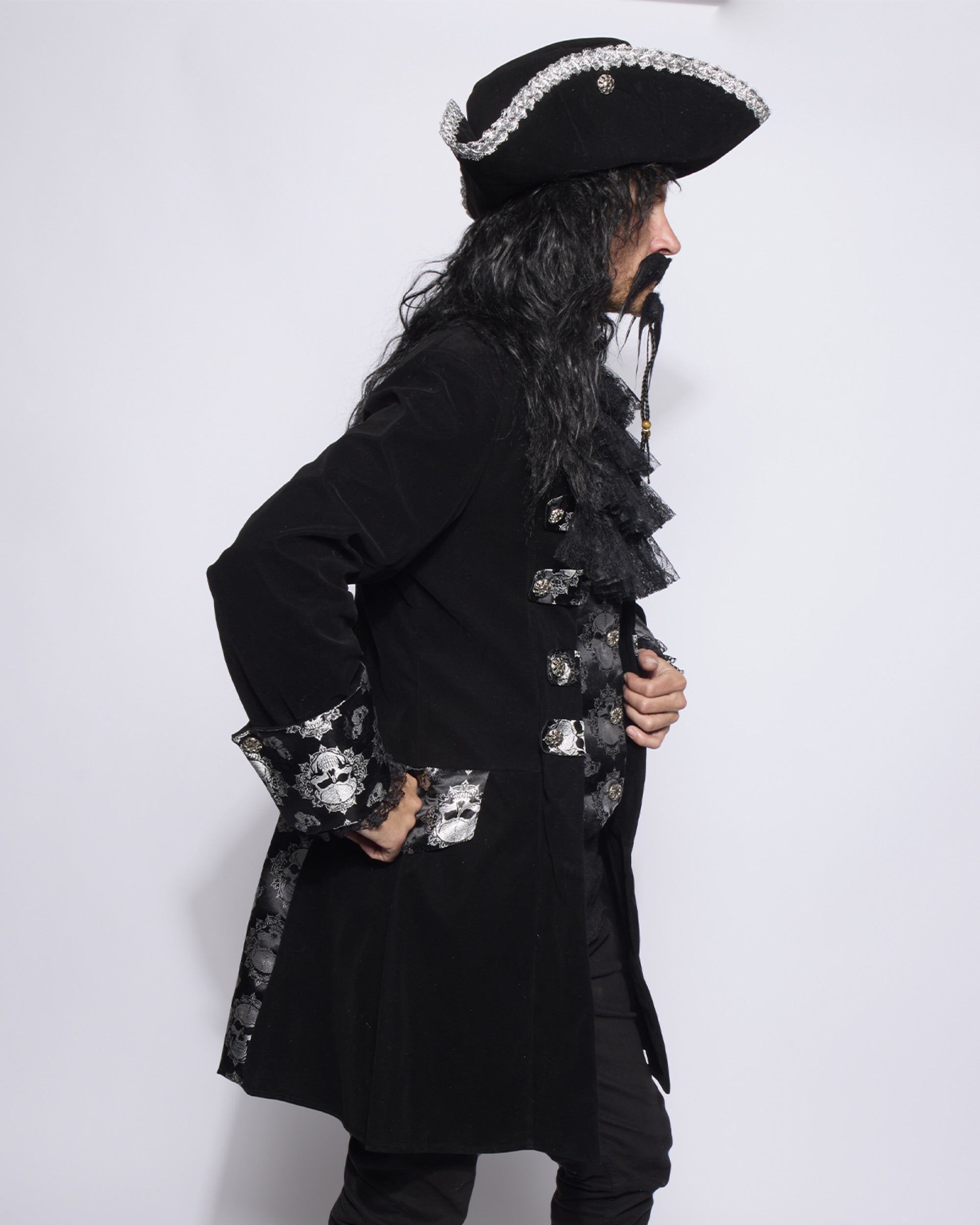 Captain Coat, Mens, Black Bones