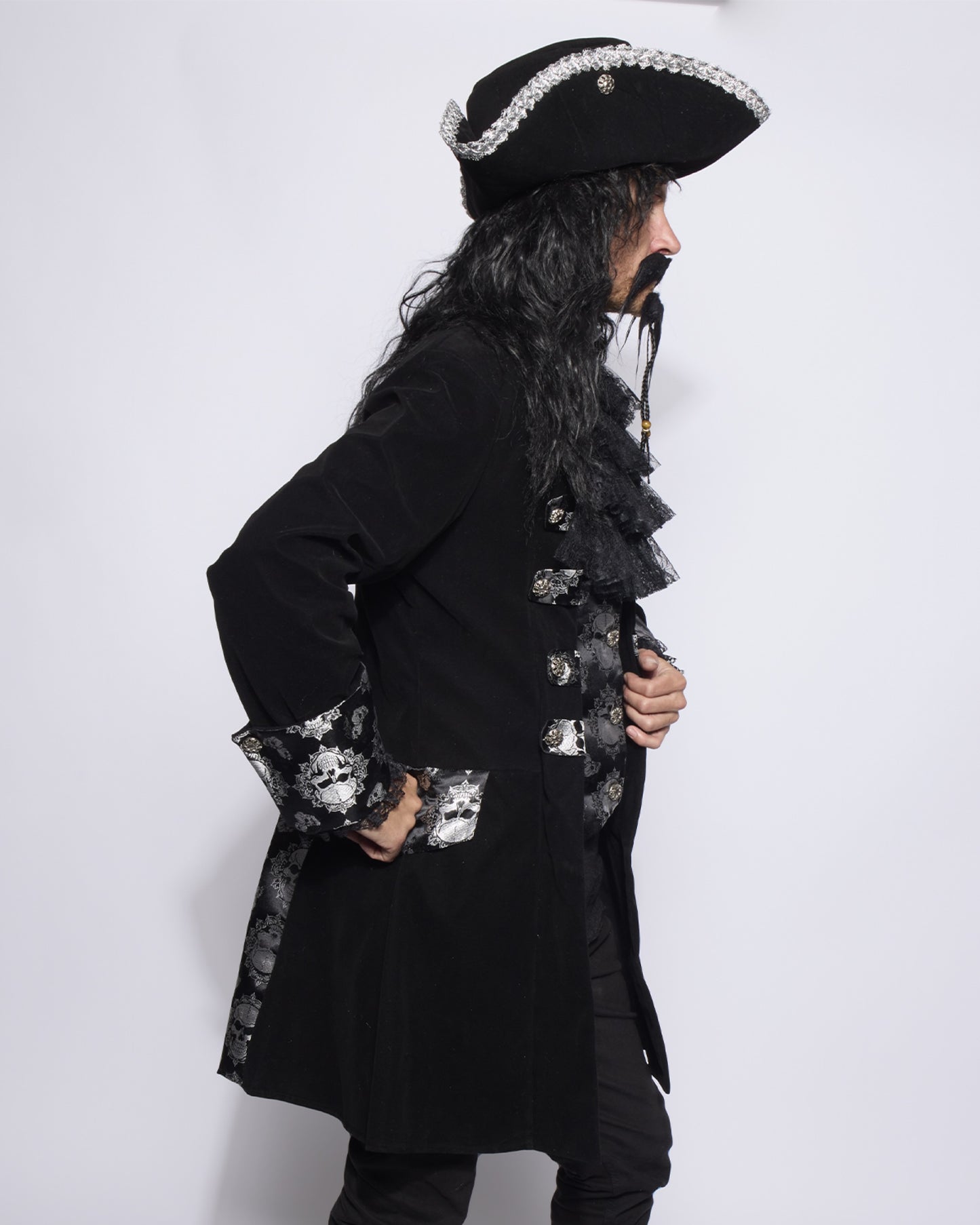 Captain Coat, Mens, Black Bones