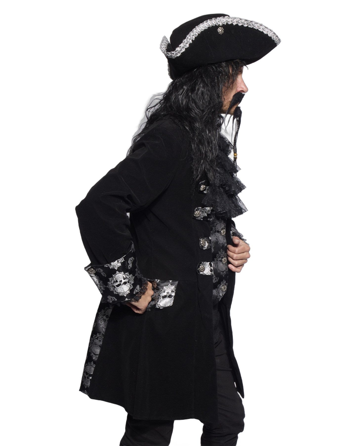 Captain Coat, Mens, Black Bones