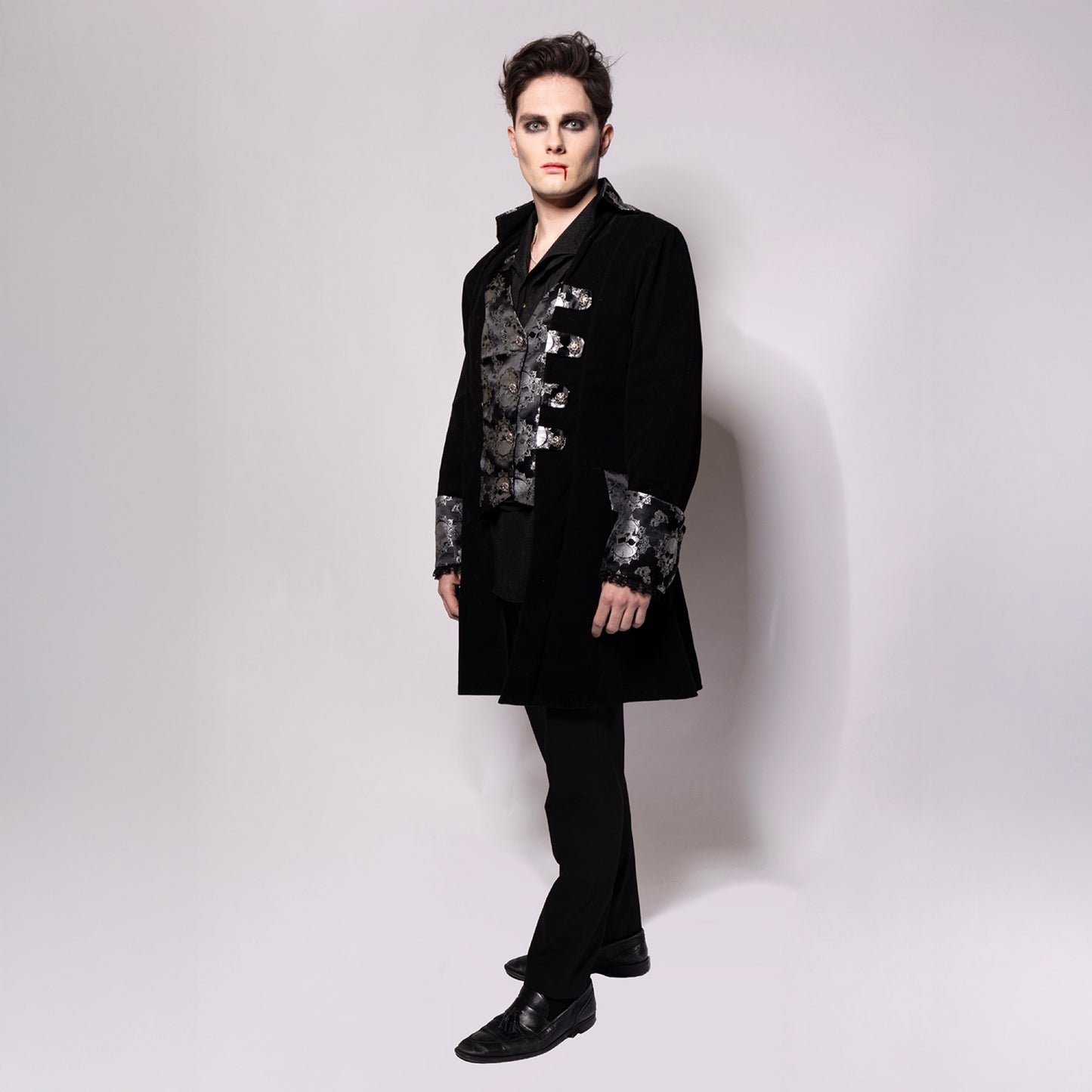 Captain Coat, Mens, Black Bones