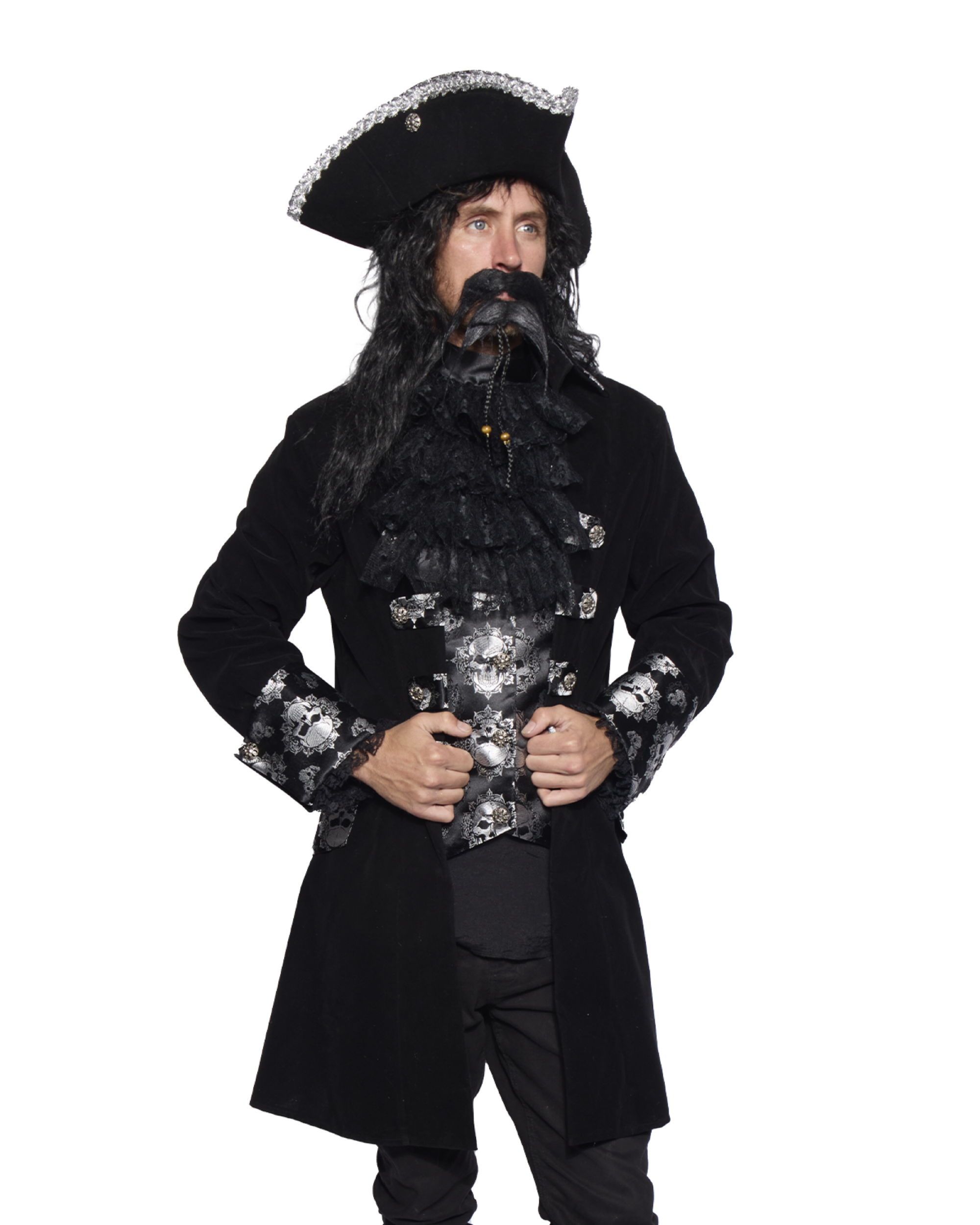 Captain Coat, Mens, Black Bones