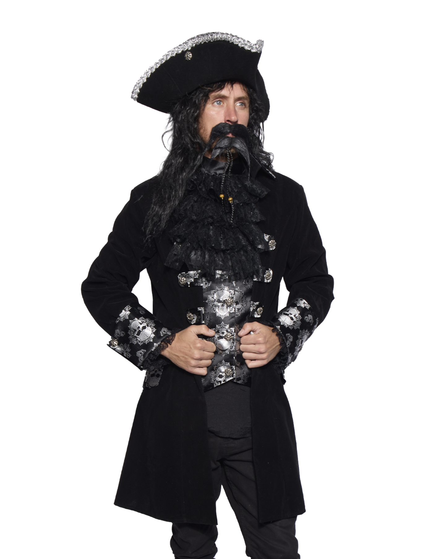 Captain Coat, Mens, Black Bones
