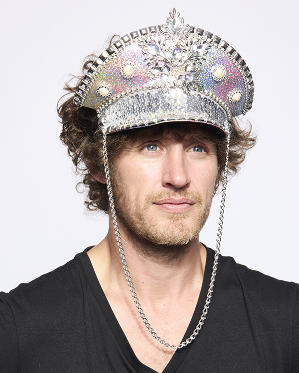 Captains Half-Cap, Rainbow Iridescent jewelled