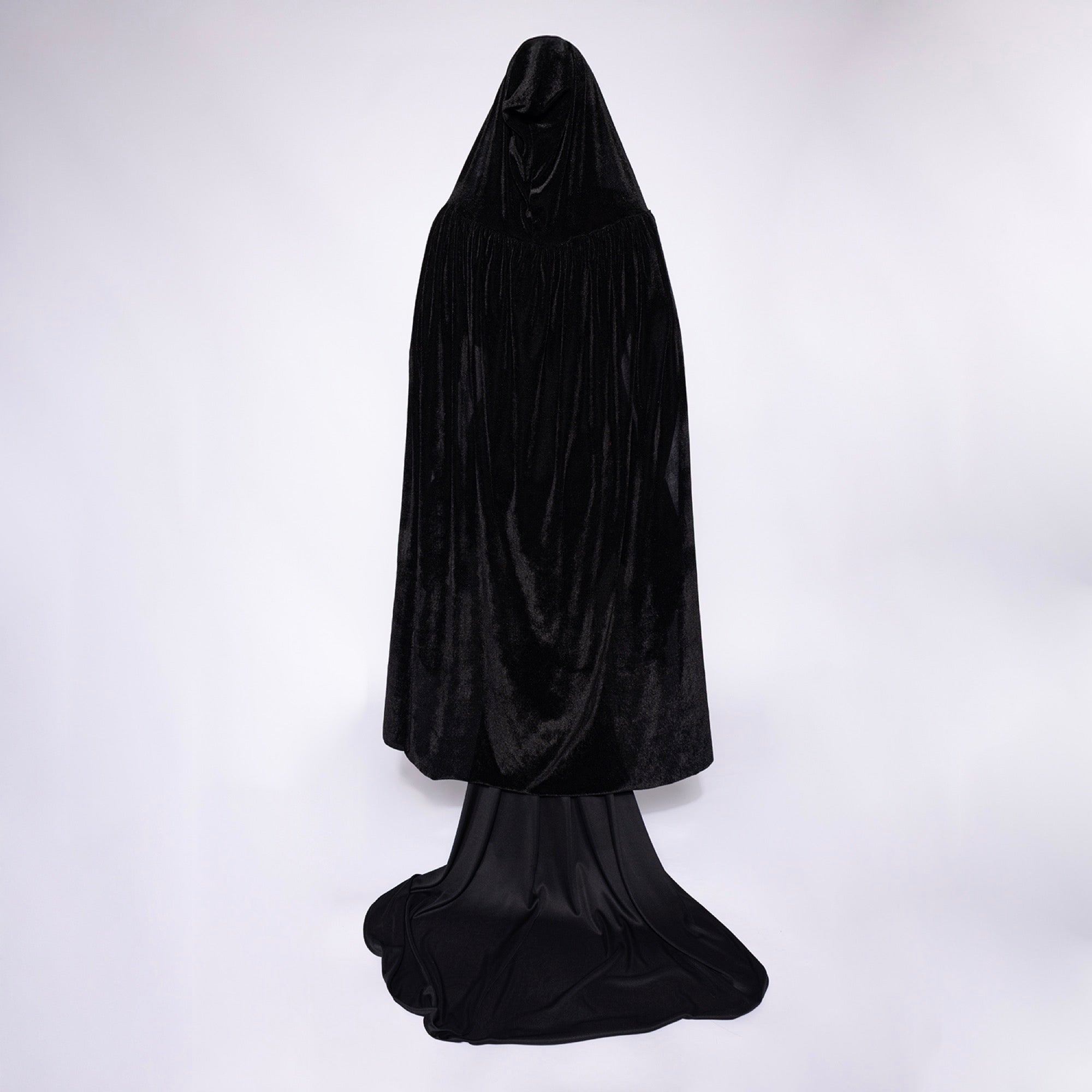 Hooded Velvet Cape, Black