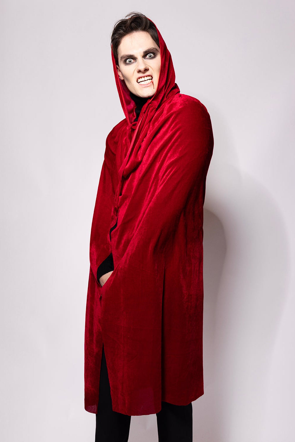 Hooded Velvet Cape, Blood Red