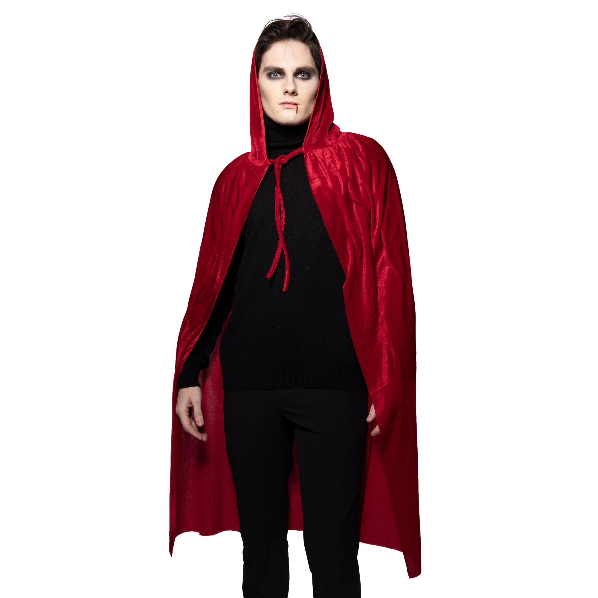 Hooded Velvet Cape, Blood Red