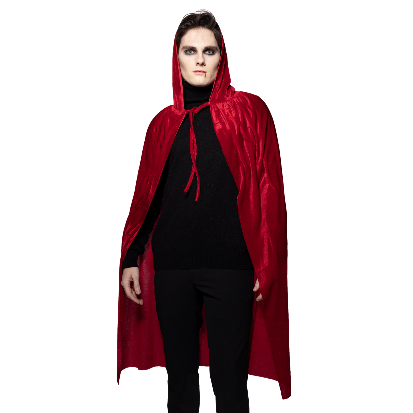Hooded Velvet Cape, Blood Red
