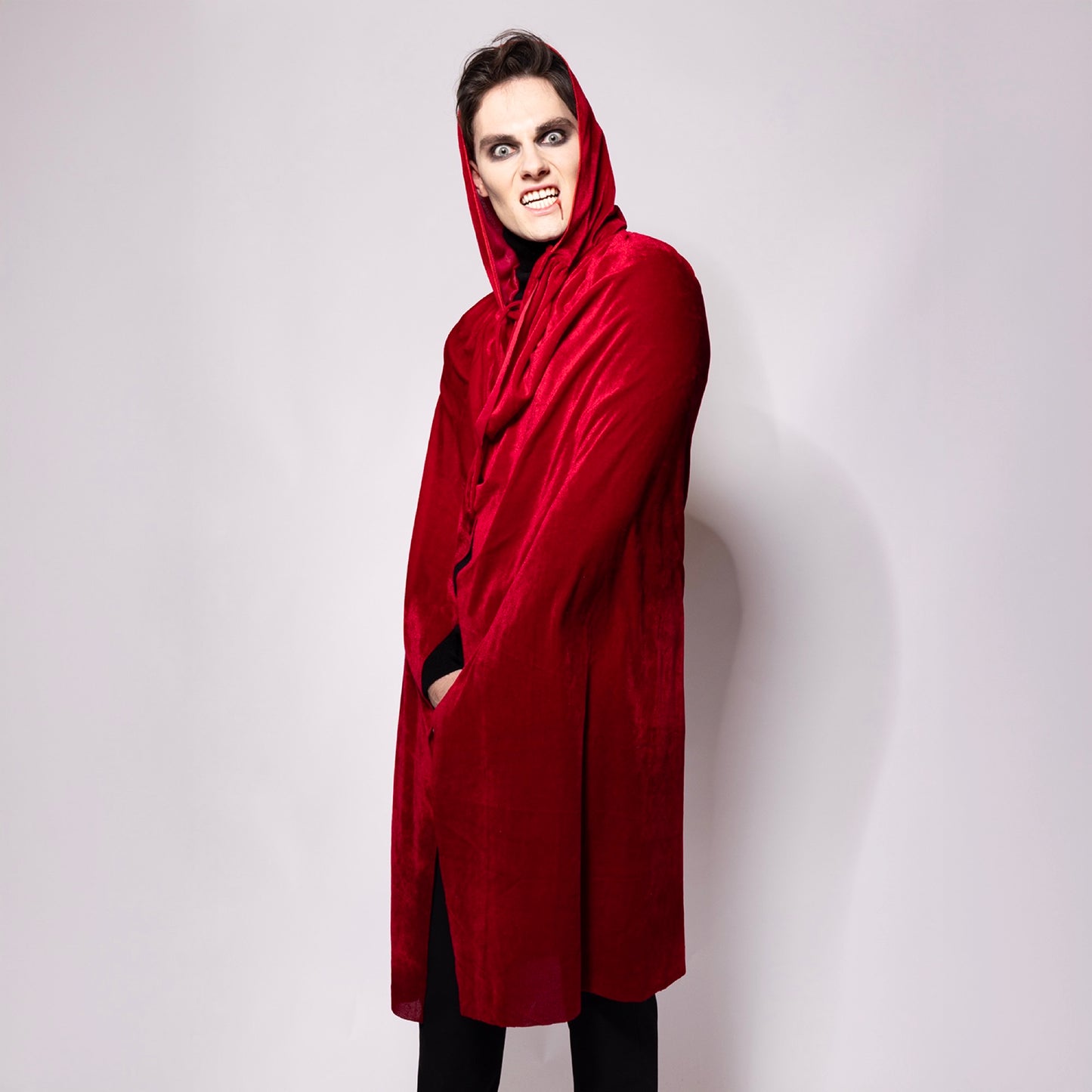 Hooded Velvet Cape, Blood Red