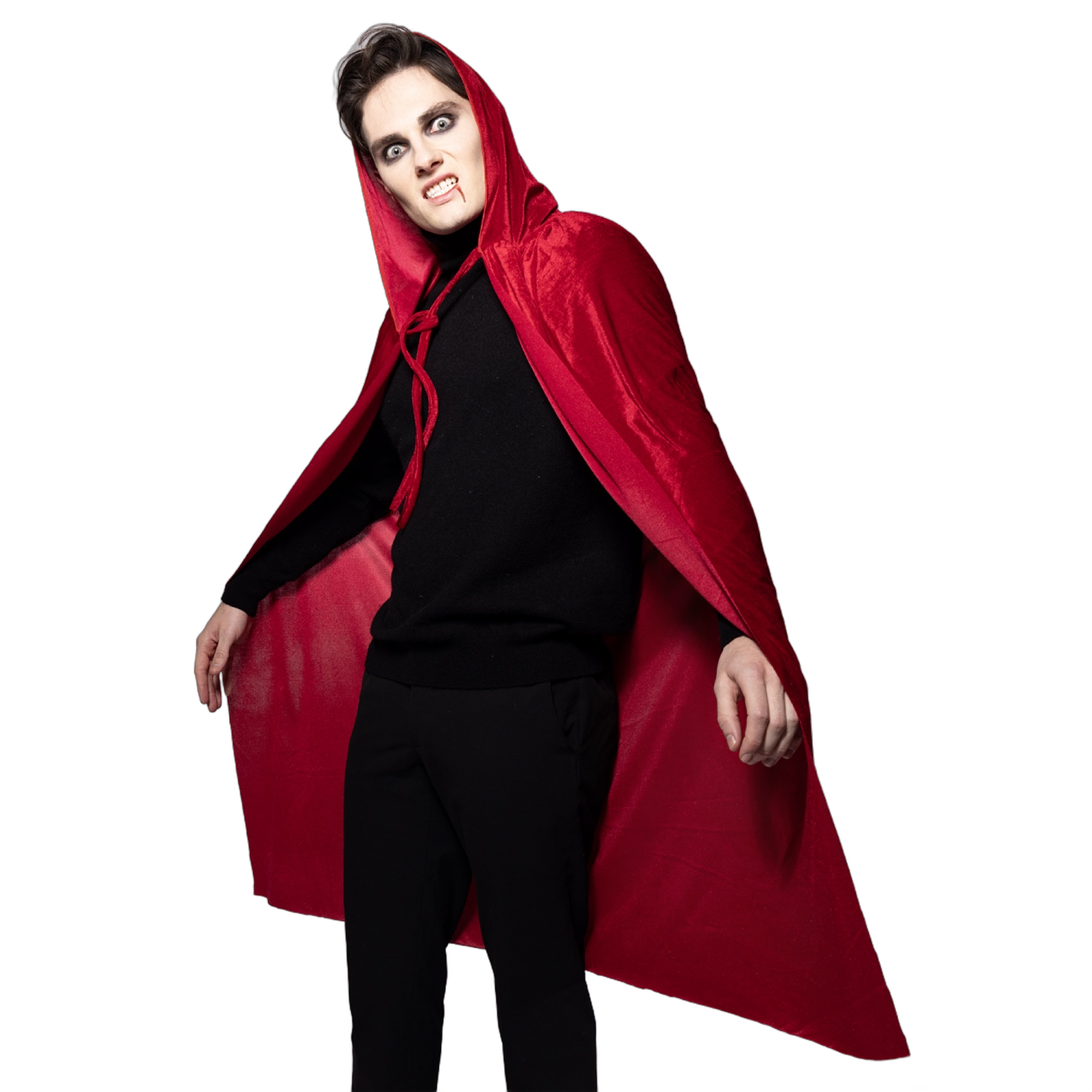 Hooded Velvet Cape, Blood Red