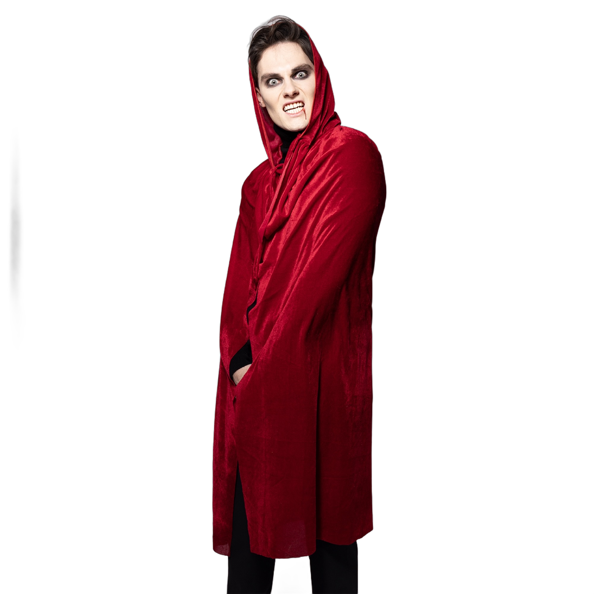 Hooded Velvet Cape, Blood Red