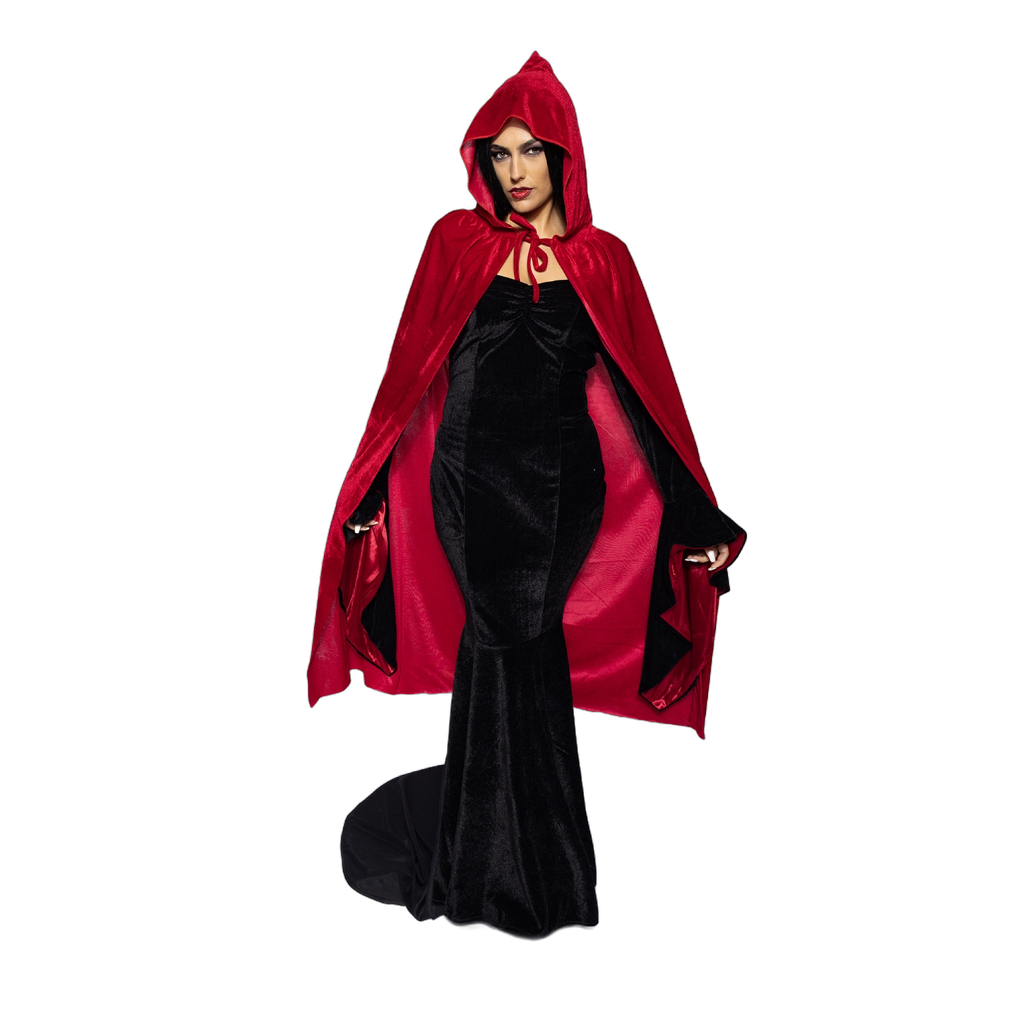 Hooded Velvet Cape, Blood Red