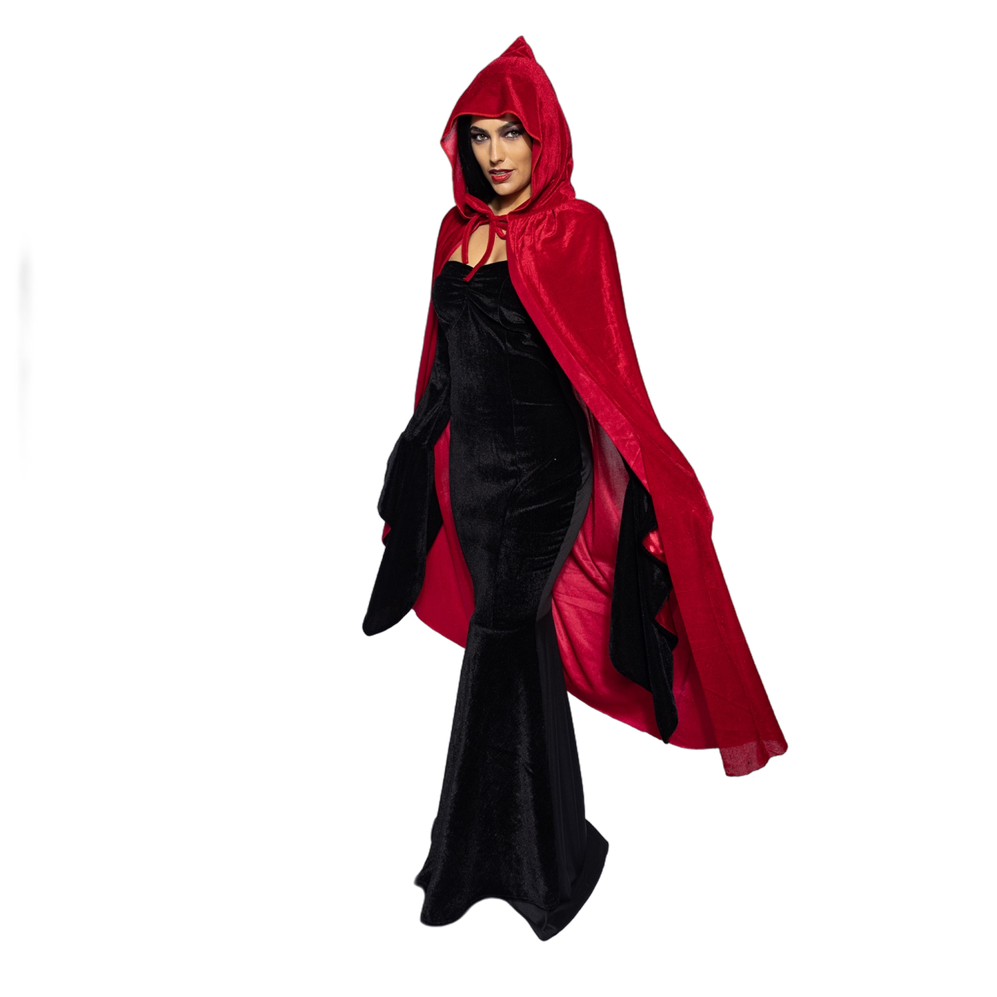 Hooded Velvet Cape, Blood Red
