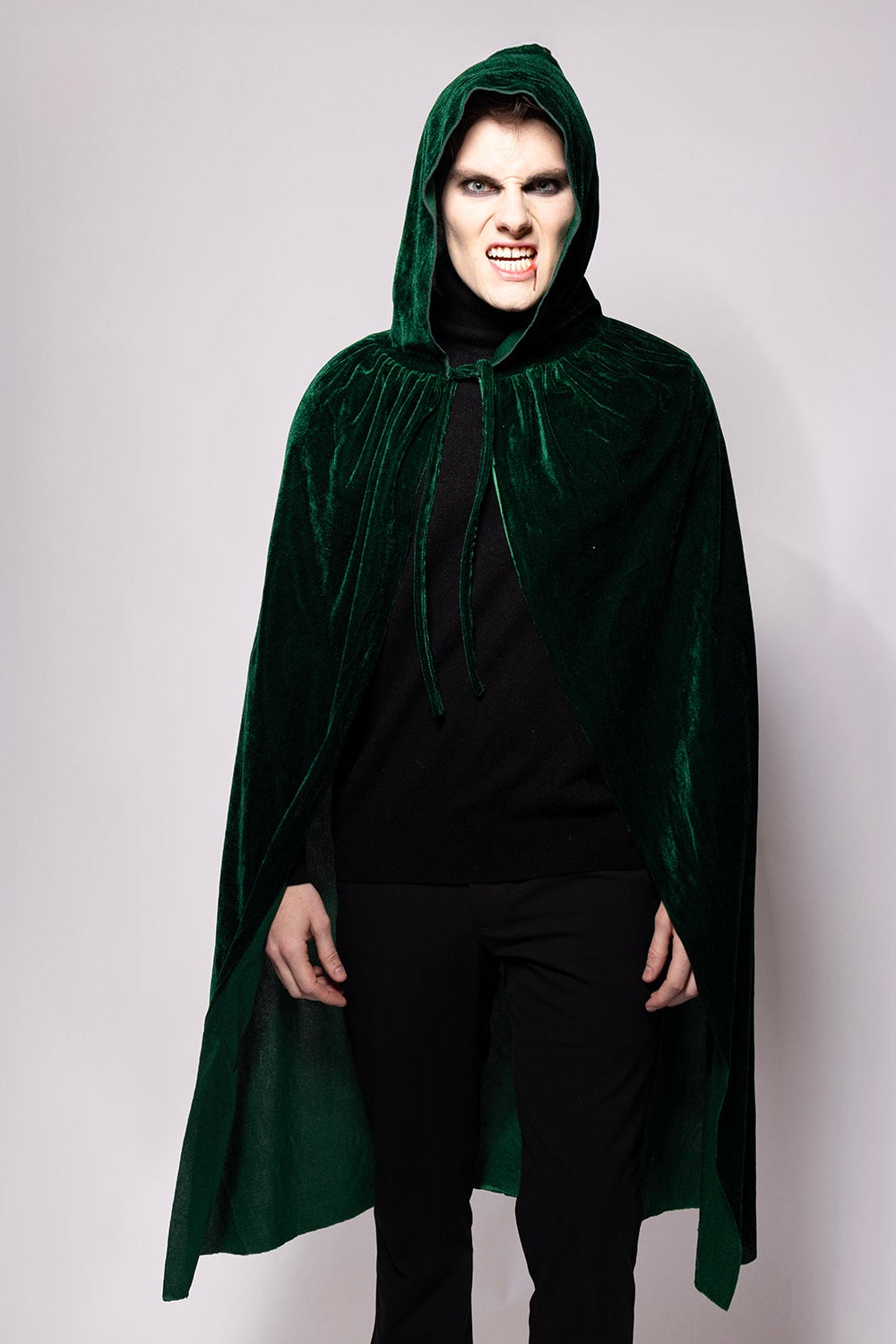 Hooded Velvet Cape, Emerald Velvet