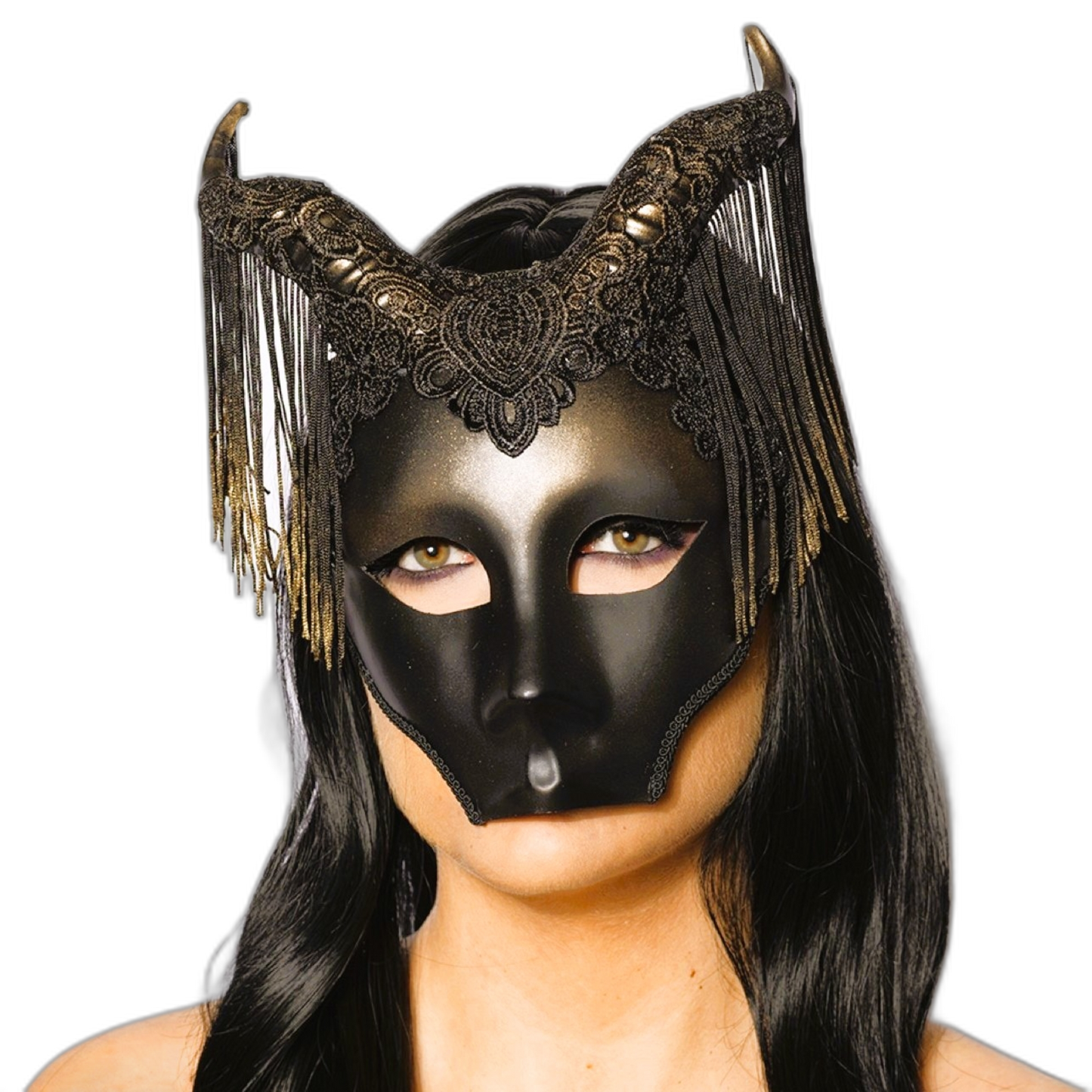 Venetian Horned Fringe Mask