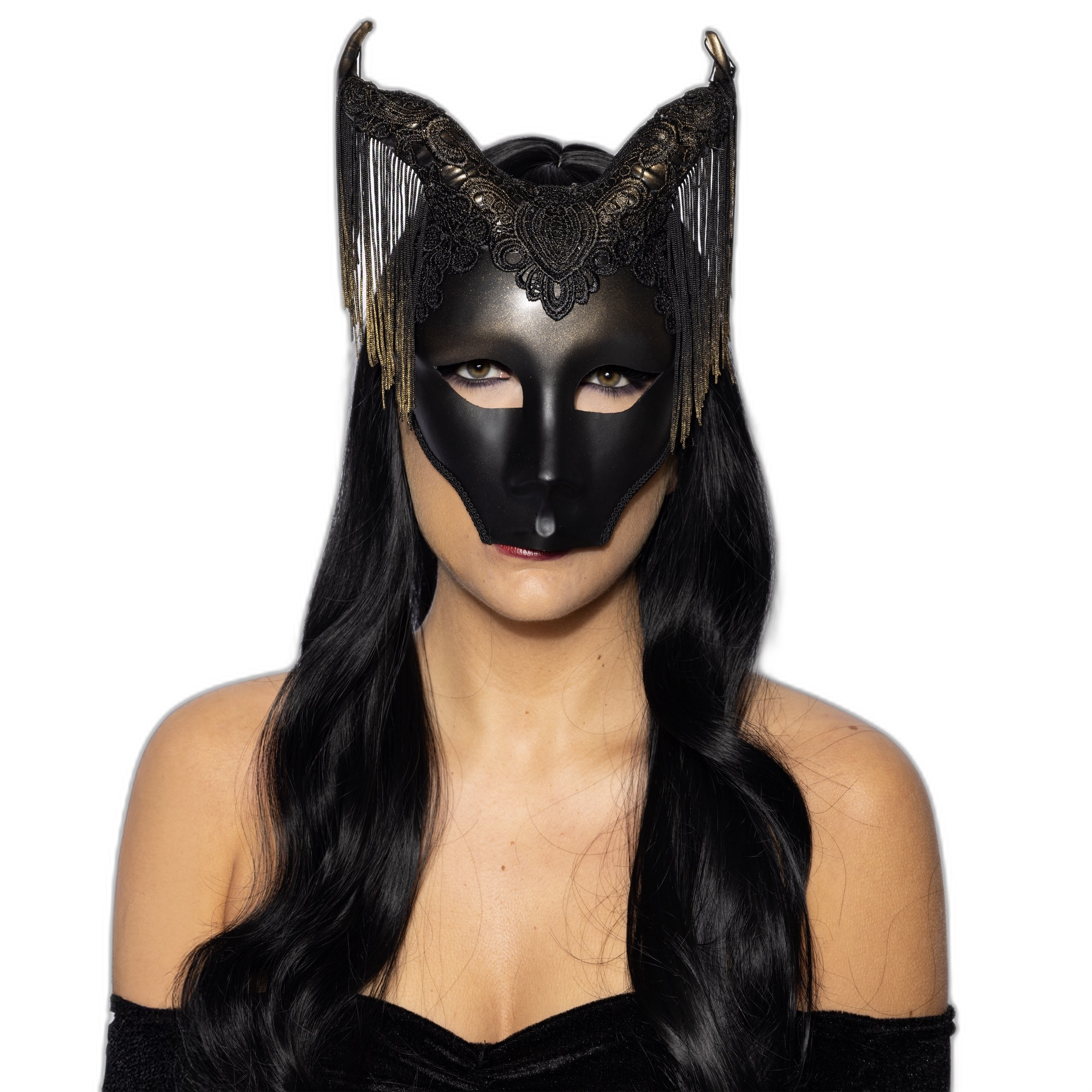 Venetian Horned Fringe Mask