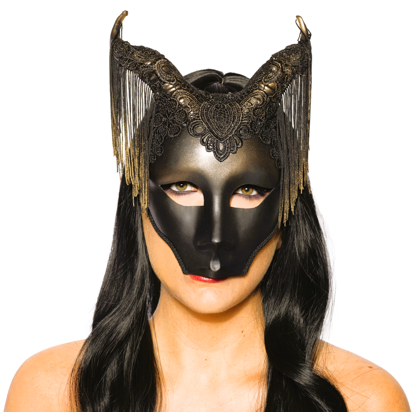 Venetian Horned Fringe Mask