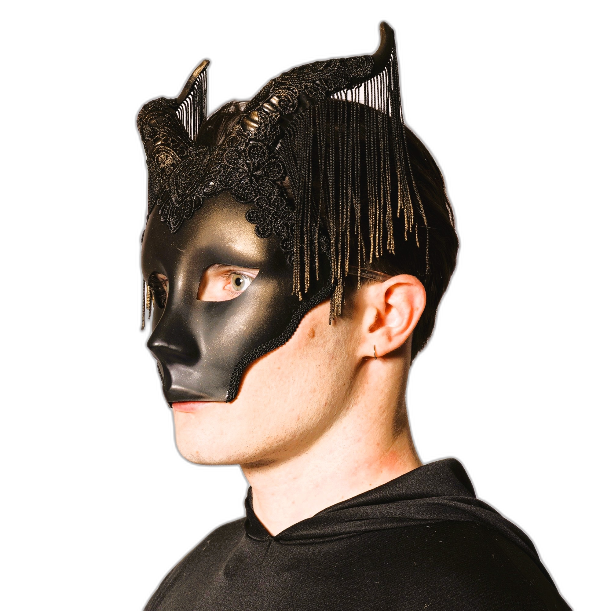 Venetian Horned Fringe Mask