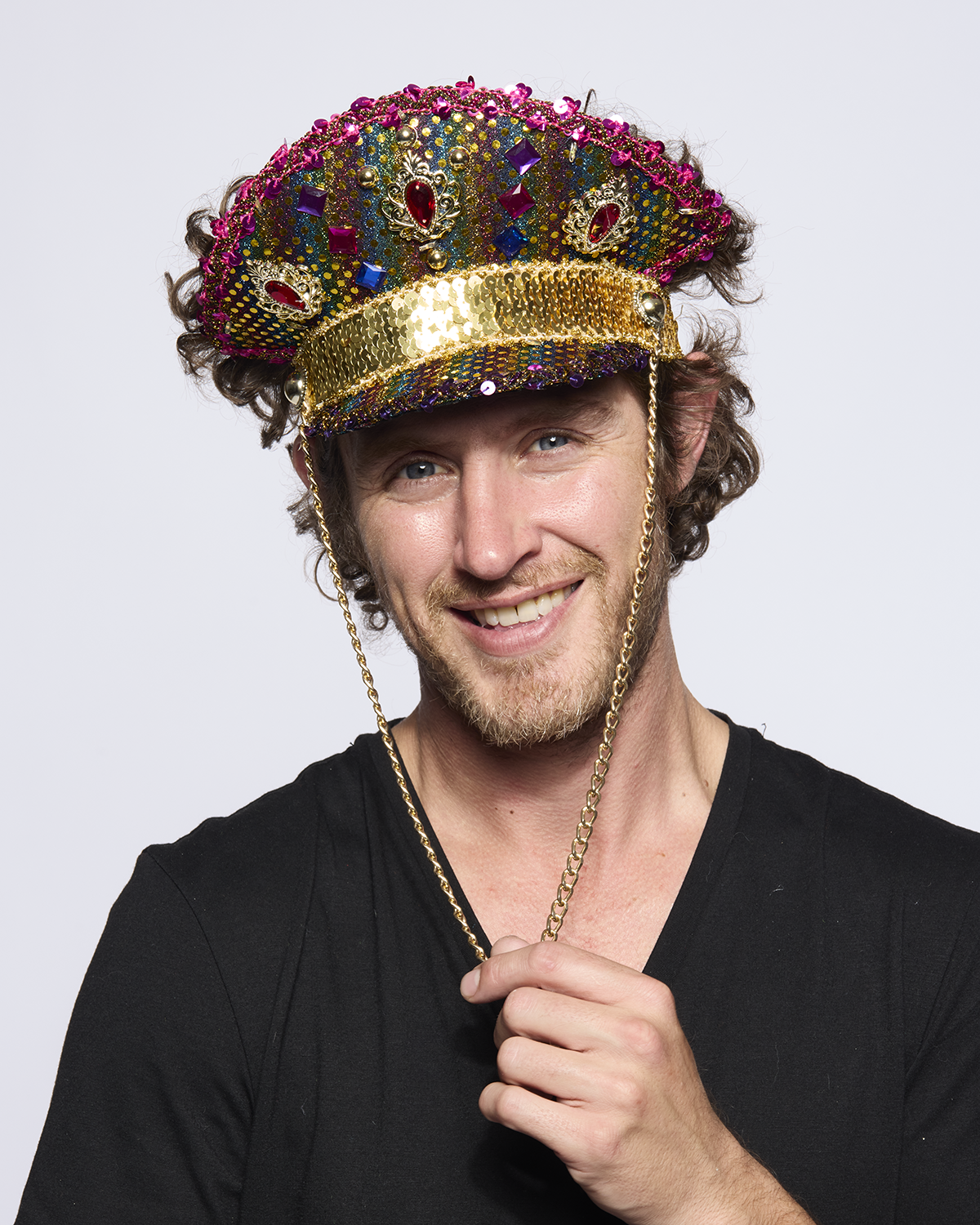 Rainbow Sequin, Light Up Captain's Half-Cap